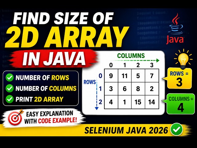 338. Finding the size of Two Dimensional Arrays in Java (Selenium Java 2026)