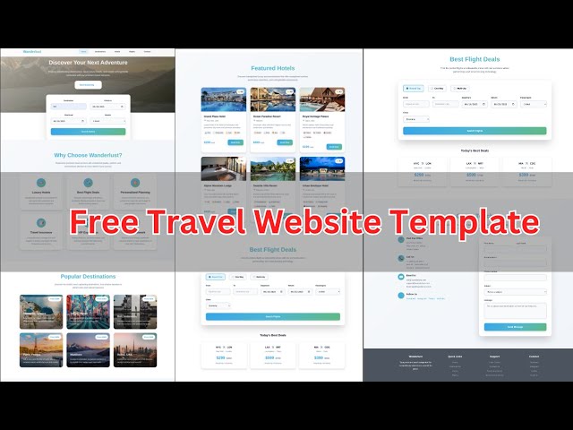 HTML CSS Hotel and Travel Website Free Source code