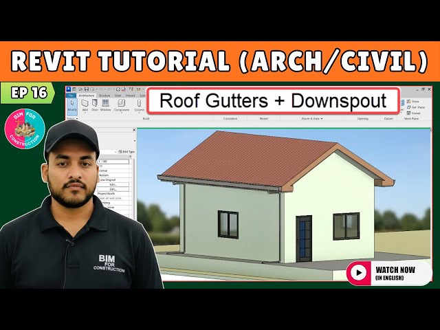 #16 Revit Architecture: Gutter + Downspout in Revit Tutorial