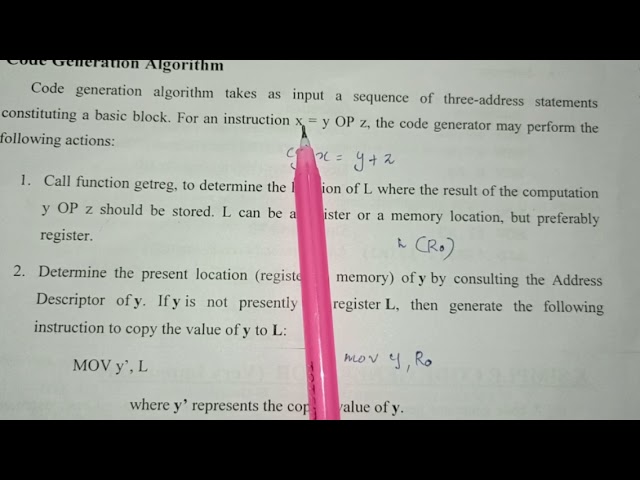 code generation algorithm - compiler design (KTU)