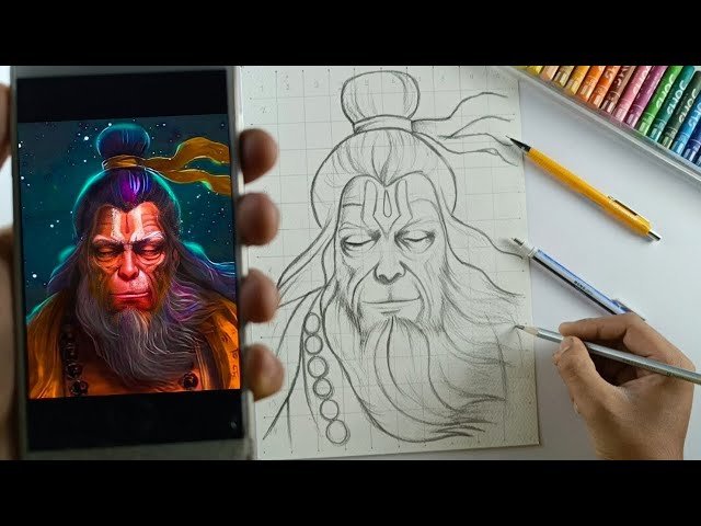 How To Draw Hanuman Ji | Lord Hanuman Drawing, Outline Tutorial