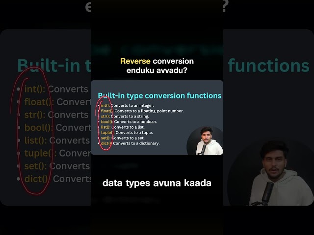 Python Type Conversion Explained in Telugu | Why Reverse Conversion Is Not Always Possible? 🐍