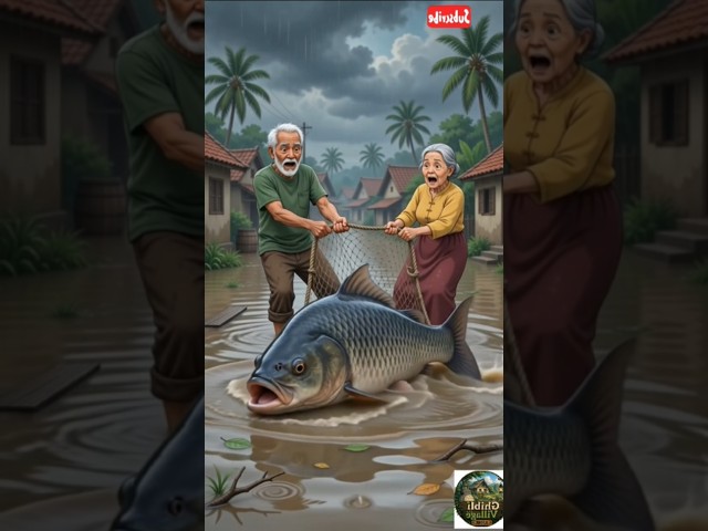 They Found a GIANT Fish in the Flood! 😱🐟 | Grandpa & Grandma’s Amazing Catch ❤️🔥#vital #shortsfeed