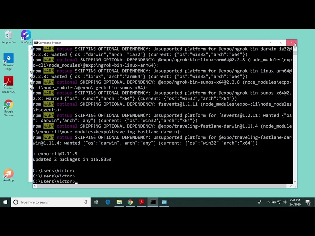 Software installation for React Native 2020
