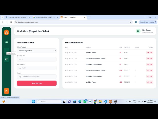 STOCK MANAGEMENT SYSTEM USING PHP MYSQL TAILWIND AND GEMINI | FREE SOURCE CODE