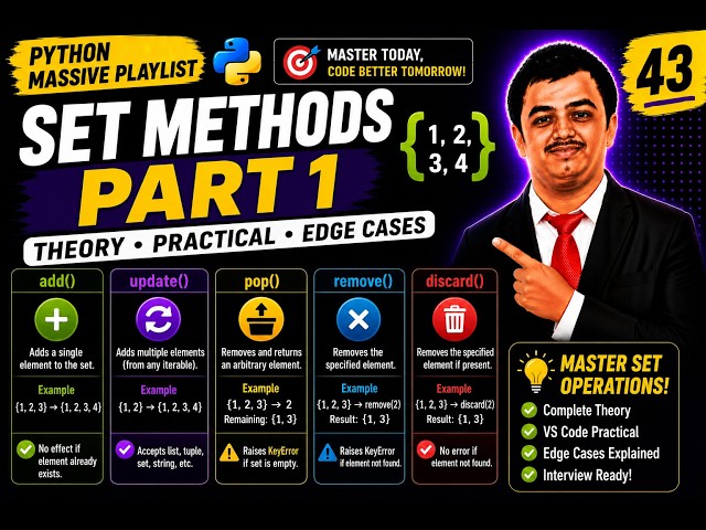 Python Video 43🐍 Set Methods in Python Explained Part 1 🚀