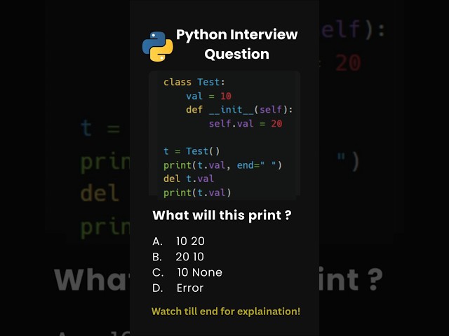 Day 42 | Python Interview Questions | Instance vs Class Variable🔥 #python #shorts #coding #dailycode