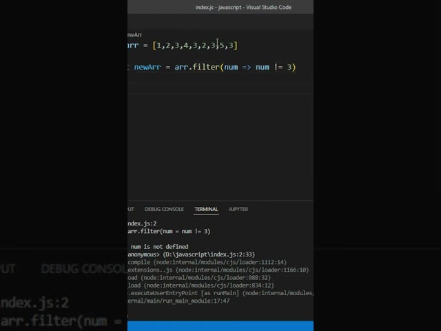 remove any specific value from the array using filter() #javascript #shorts