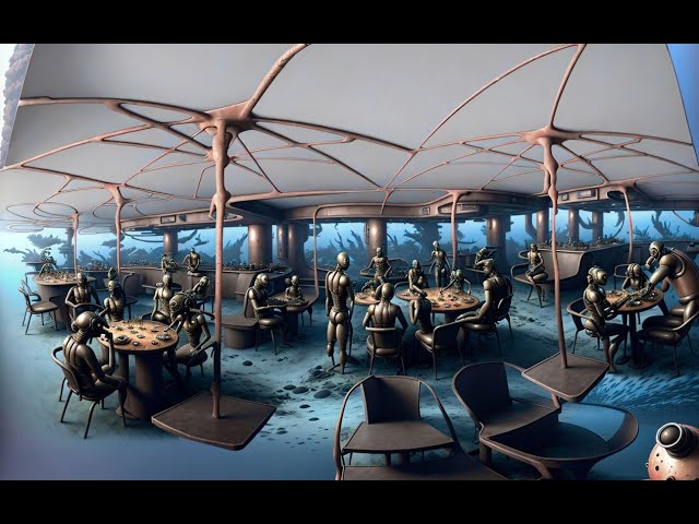 180VR - Robots in the restaurant - (made with AI Stable Diffusion + Deforum) - dont forget headset