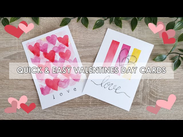 Valentine's day cards in watercolor DIY Simple & Easy Valentines day art projects - day 1 ❤️