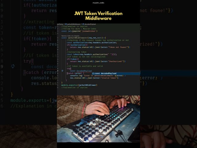 JWT Token Verification #shorts #coding #backend #nodejs #javascript #asmr #asmrcoding   #jwt