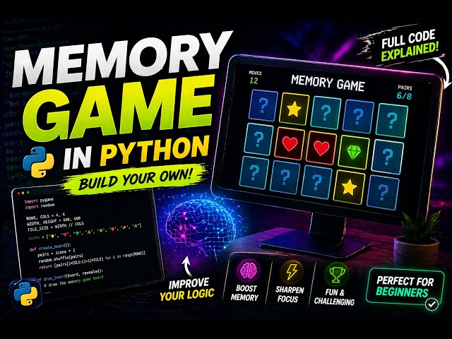 Memory Game in Python 🧠 | Card Matching Game Project (Step-by-Step)