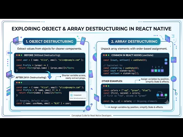 04 Master Object and Array destructuring for React Native Mobile Developers | @techcraftclub