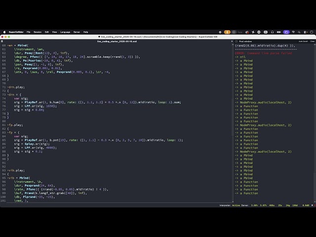 SuperCollider Live Coded Improvisation - 21 May 2026