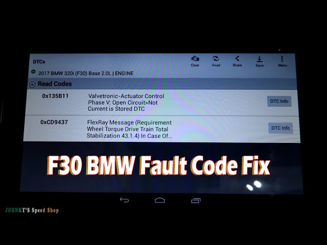 BMW F30 Fault Codes 135B11 and CD9437