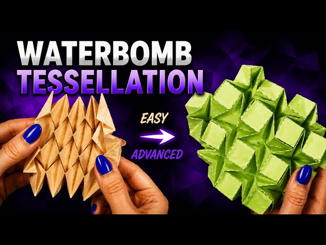 Origami Waterbomb Tessellation Tutorial | Easy to Advanced Step by Step ⭐⭐⭐⭐⭐