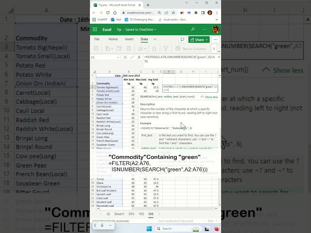 How to do partial match with FILTER function - Excel Tips and Tricks #shorts