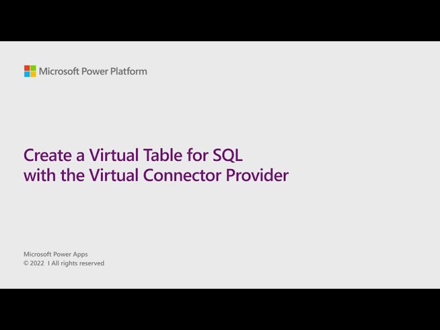 Create a Virtual Table for SQL with the Virtual Connector Provider