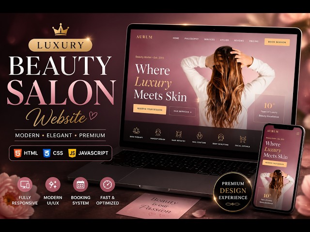 Build a Luxury Beauty Salon Website Using HTML CSS & JavaScript | Modern Responsive Web Design ✨