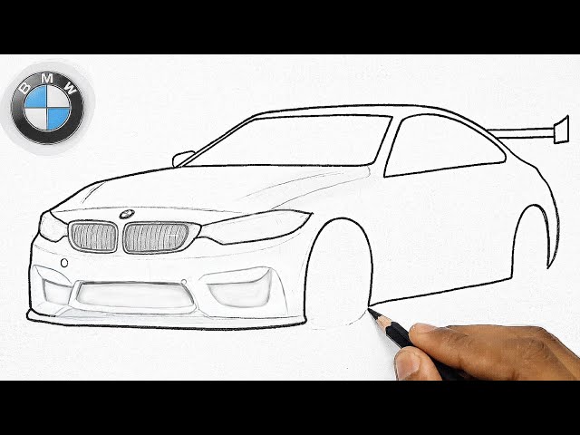 BMW M4 Competition F82 Car Drawing | How to draw Bmw M4 | Full Process with Easy steps