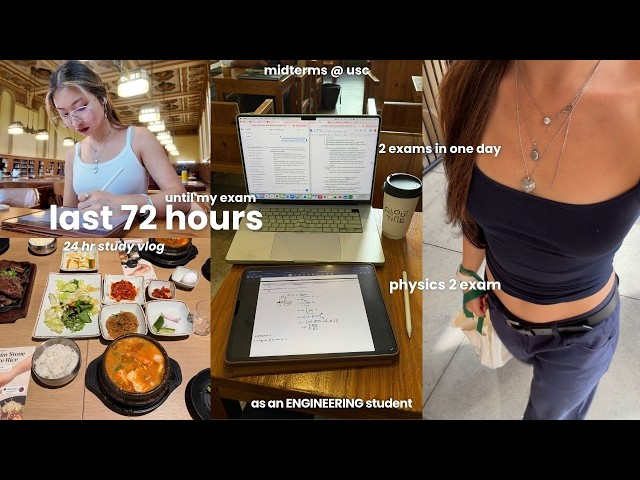 72 hr cramming for 2 midterms 🥨 | intense study vlog, cafés and friends, uni life
