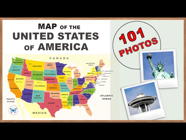 50 States of the USA. Map with state capitals, flags, seals, largest cities(with photos)Geography#06