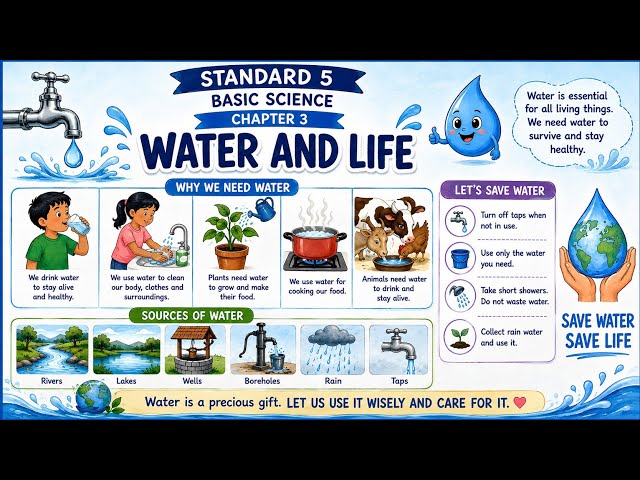 Standard 5 basic science chapter 3 water and life revision #trending #malayalam #kerala #scert 