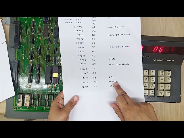 Execution of program on 8086 kit