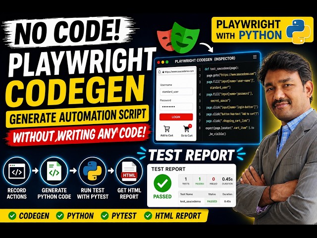 Playwright Python Codegen   Generate Automation Script Without Writing Code Test Reports #playwright