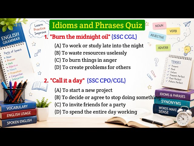 Idioms and phrases for competitive exams | Idioms and Phrases in english | Imp. Idioms and Phrases