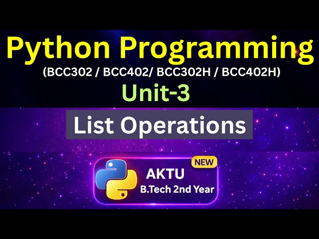 U3L11 Python List Operations | Concatenation Repetition Membership Slicing | AKTU | Unit-3 | Eduglue