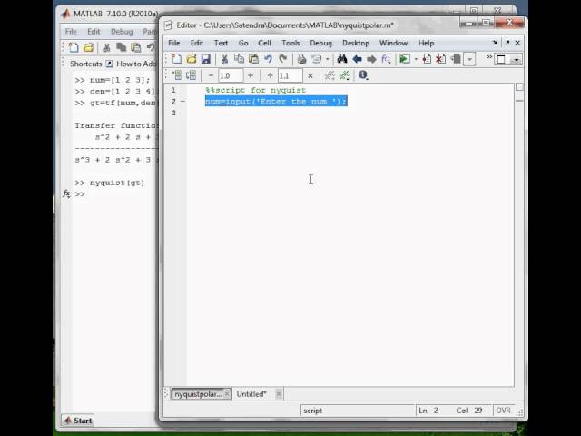 Matlab Basics Tutorial-13: How to Draw Nyquist Plot of Transfer function
