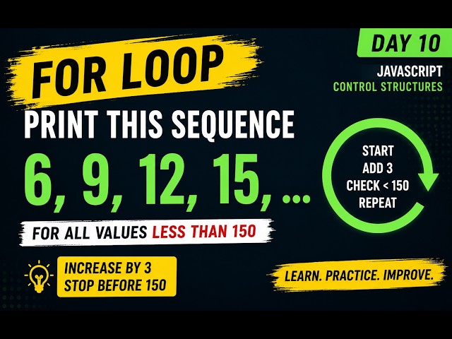 Day 10: JavaScript For Loop Tutorial | Control Structures for Beginners | Build With Bob