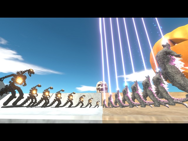 Evolution Size Comparison Evolved Gdzilla VS Dark Godzilla Skeleton - Animal Revolt Battle Simulator
