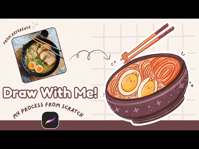 Draw With Me | From Sketch to Final 🍜 ✨ Full Procreate Process (Kawaii Ramen!)