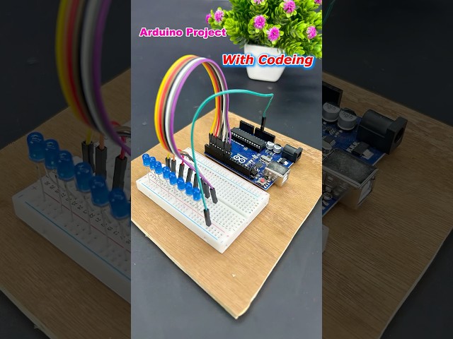 Arduino UNO LED Chaser Lights | Cool DIY School Project #shorts #arduino #trending
