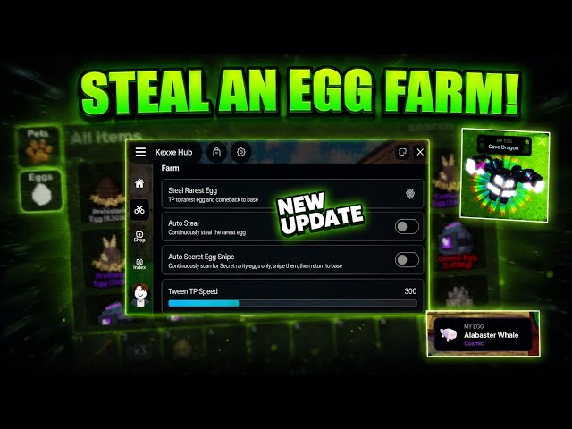 STEAL AN EGG Script - EGGS PREDICTION ESP, INSTANT STEAL, EGG RARITY ESP + ANTI HIT 