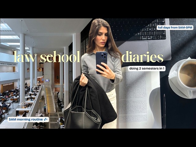 full days (5am - 6pm) in my life as a law student doing two semesters in one 🗞️⚖️☕️