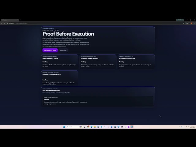 AI Quantum Dev Runtime Authority Layer Demo