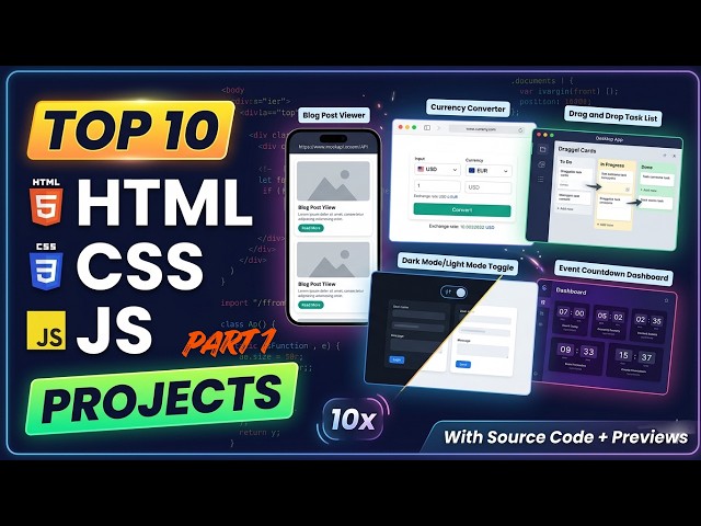 Top 10 Frontend Html Css Js Projects You Must Try in 2026 (With Code & Output)