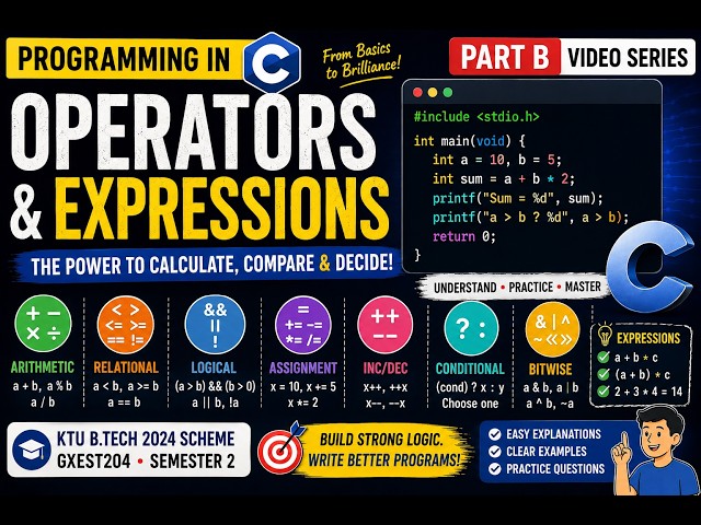 Programming in C | Part B – Operators & Expressions | GXEST204 | KTU BTECH CSE 2024