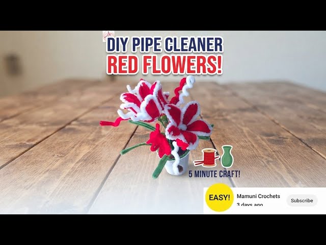 Pipe Cleaner Flower Vase Making at Home | පයිප් ක්ලීනර්ස් වලින් ලස්සන මල් පෝච්චියක් හදමු 🌷✨
