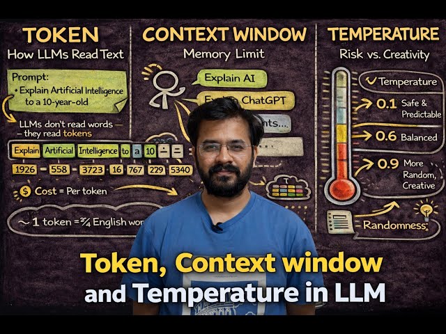 LLM Tokens, Context Window, Temperature || Micro learning Series day 2 Hindi
