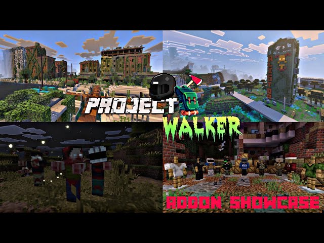 Minecraft Zombie Apocalypse ( Project Walker ) Addon showcase MCPE 21.+