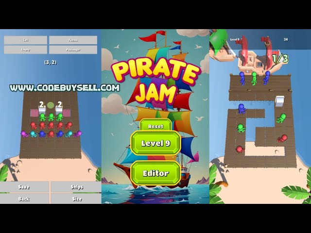 Free Giveaway - Pirate Jam with Level Editor - Unity Source Code | Reskin Project |