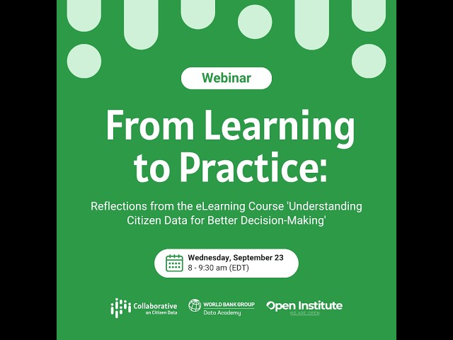 Reflections from the eLearning Course 'Understanding Citizen Data for Better Decision-Making'