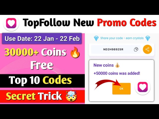 Top follow app unlimited coins 2026 😱 | top follow promo code today | top follow coupon code today 
