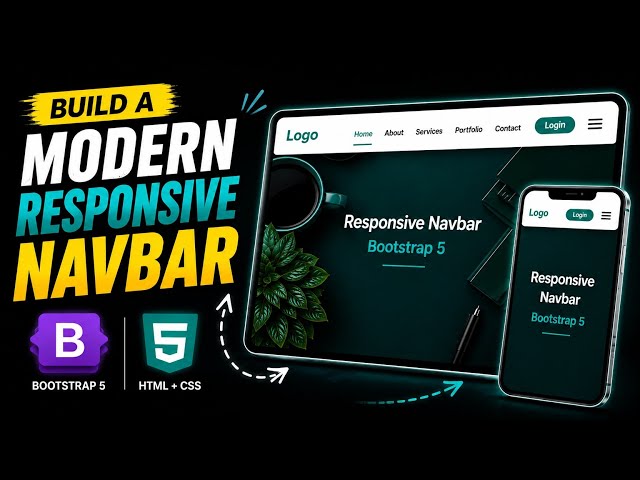Bootstrap 5 Responsive Navbar Tutorial | Build a Modern Navbar with HTML & CSS