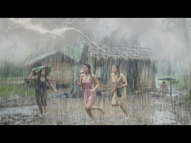 CAN YOU SLEEP IN THIS? ⚡ Heavy Rain & Thunder in Indonesian Village 🌧️ Sleep Therapy Rain Sounds