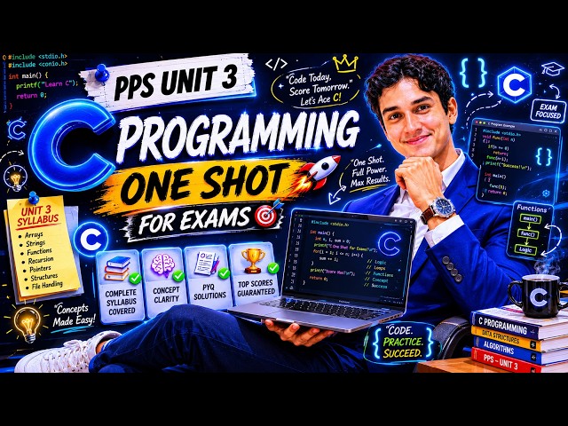 C Programming One Shot 🔥 | Complete C Language | PPS Unit 3 (Concept + PYQ Solution)